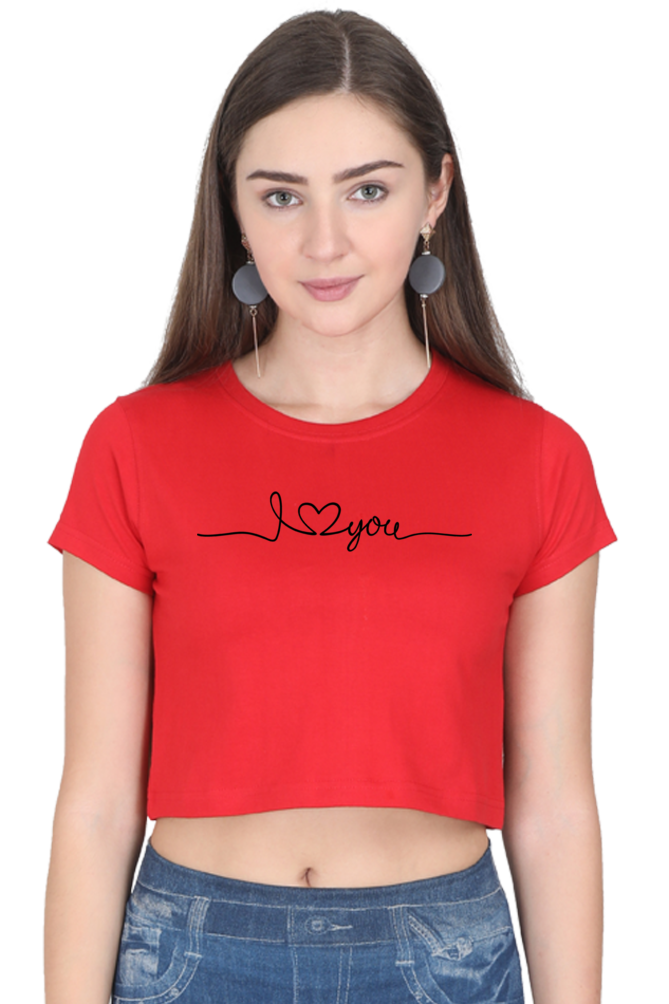 I Love You Printed Women Crop Top | Evrbay