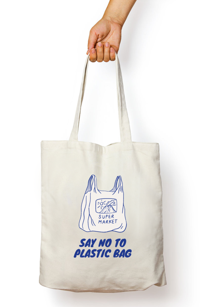 Say No To Plastic Tote Bag With Zipper | Evrbay