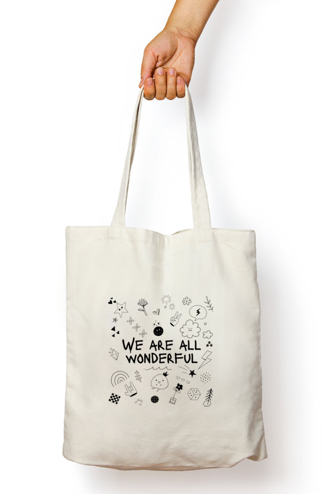 We Are All Wonderful Tote Bag With Zipper | Evrbay