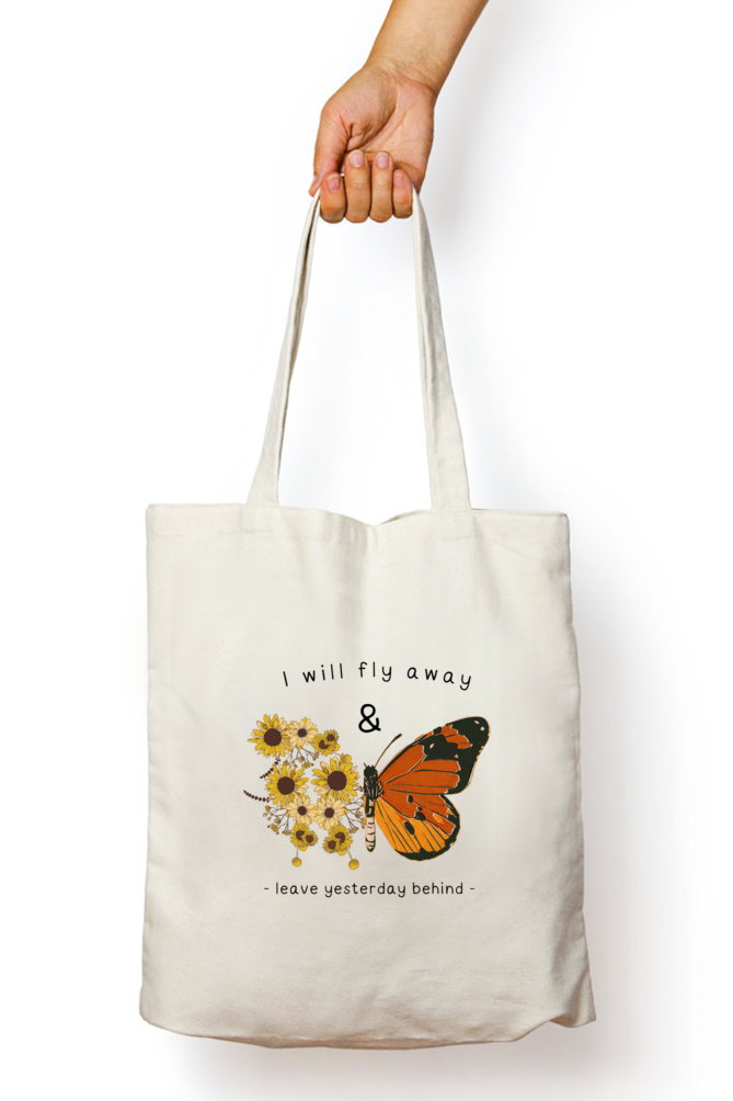 I Will Fly And Leave Yesterday Behind Tote Bag With Zipper | Evrbay