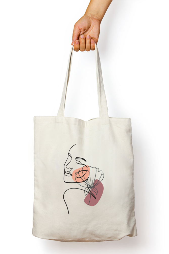 Lovely Women Face Tote Bag With Zipper | Evrbay