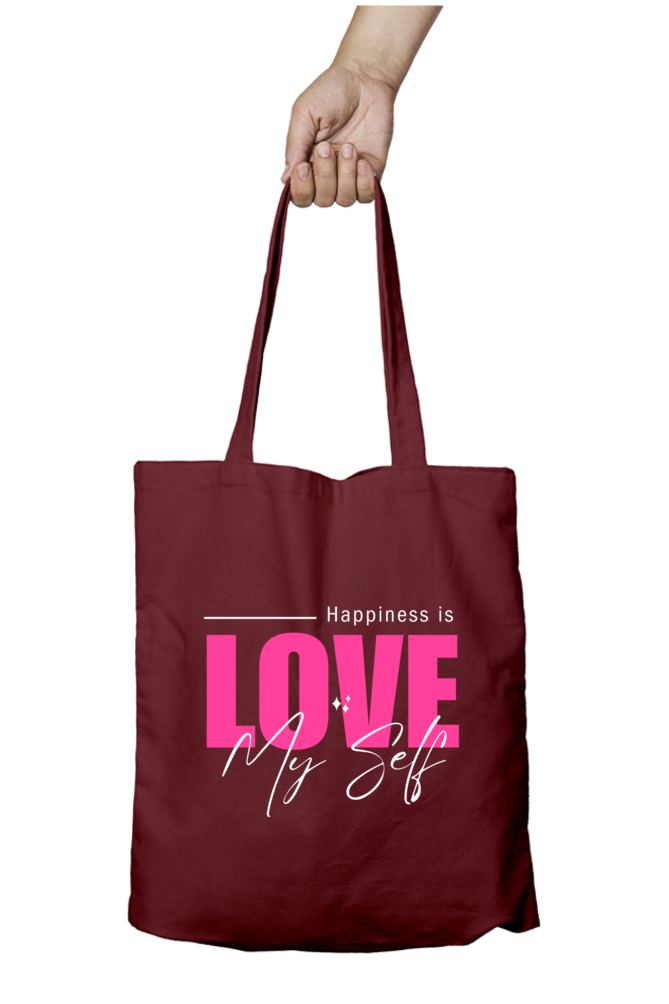 Happiness Is Love Myself Tote Bag With Zipper | Evrbay