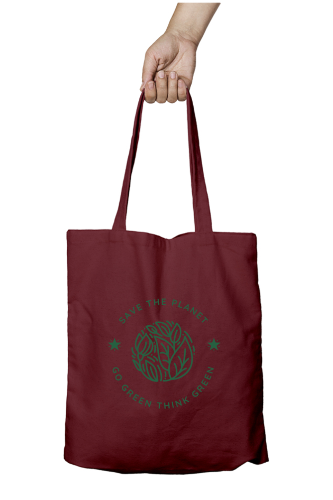 Save The Planet Go Green Tote Bag With Zipper | Evrbay