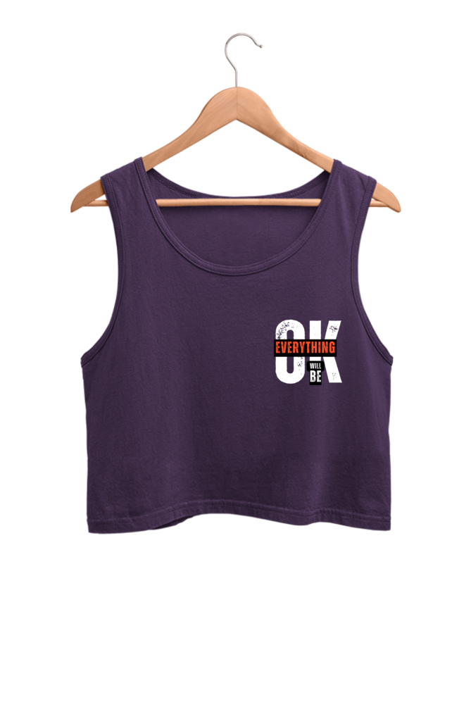 Everything Will Be OK Pocket Print Women Crop Tank Top | Evrbay