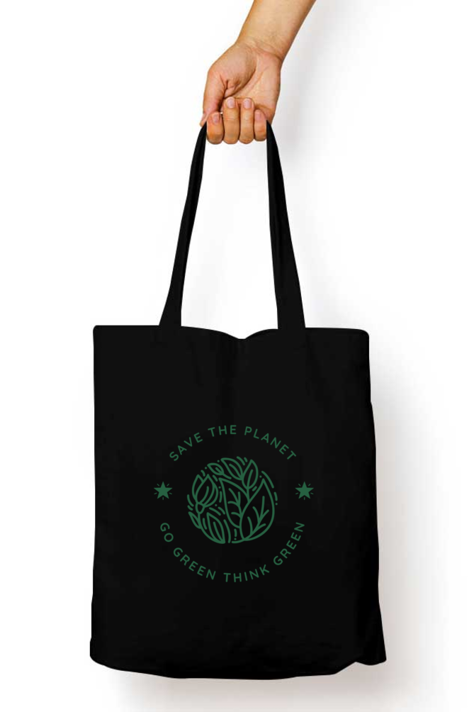 Save The Planet Go Green Tote Bag With Zipper | Evrbay