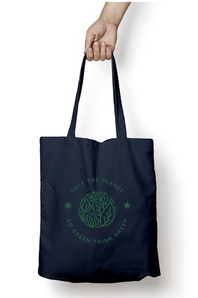 Save The Planet Go Green Tote Bag With Zipper | Evrbay