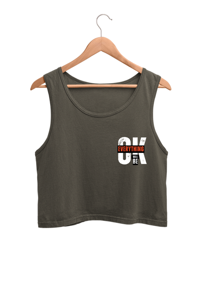 Everything Will Be OK Pocket Print Women Crop Tank Top | Evrbay