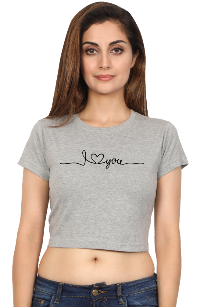 I Love You Printed Women Crop Top | Evrbay