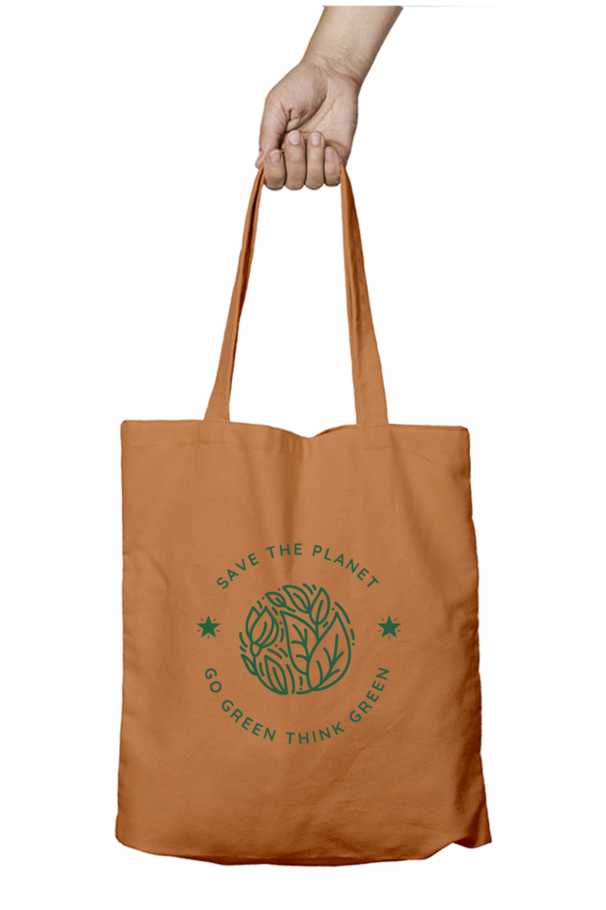 Save The Planet Go Green Tote Bag With Zipper | Evrbay