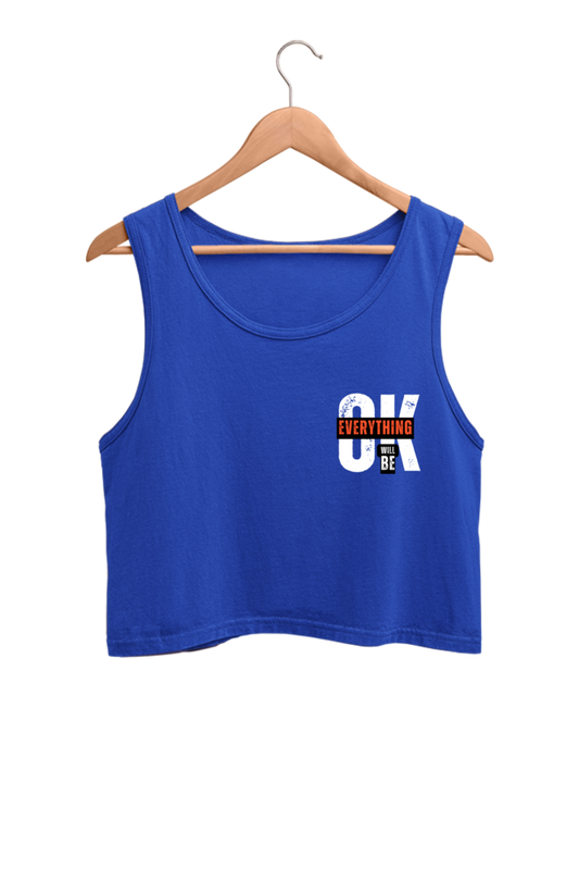 Everything Will Be OK Pocket Print Women Crop Tank Top | Evrbay