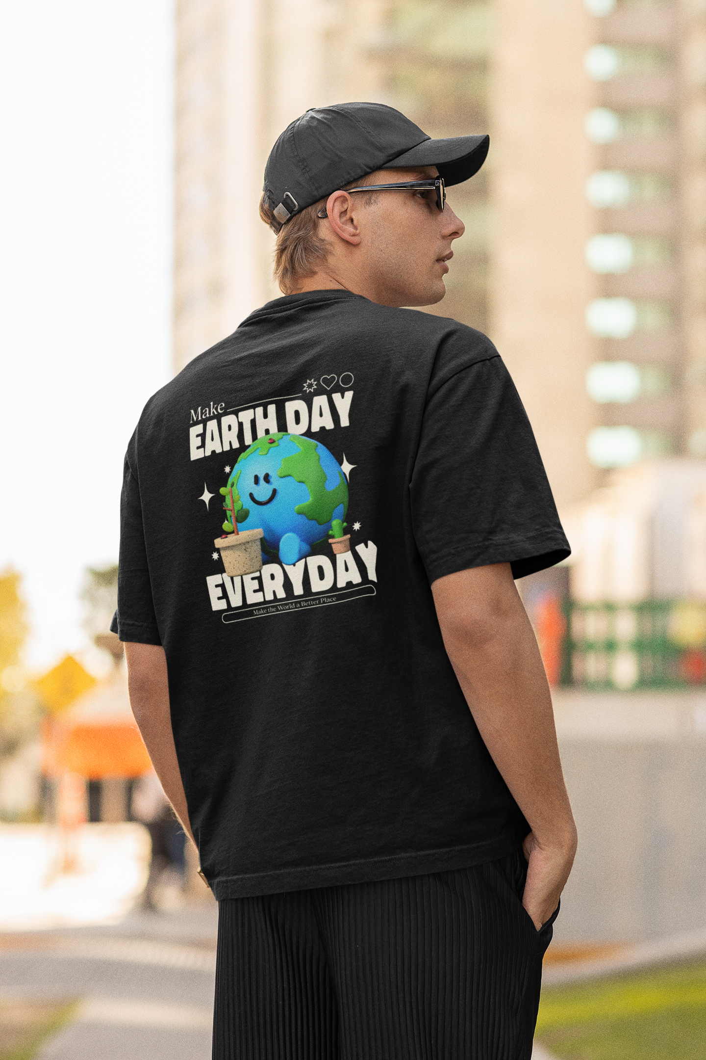 Earth Day Harmony Dual Print Oversized Tees | EVRBAY |Unisex