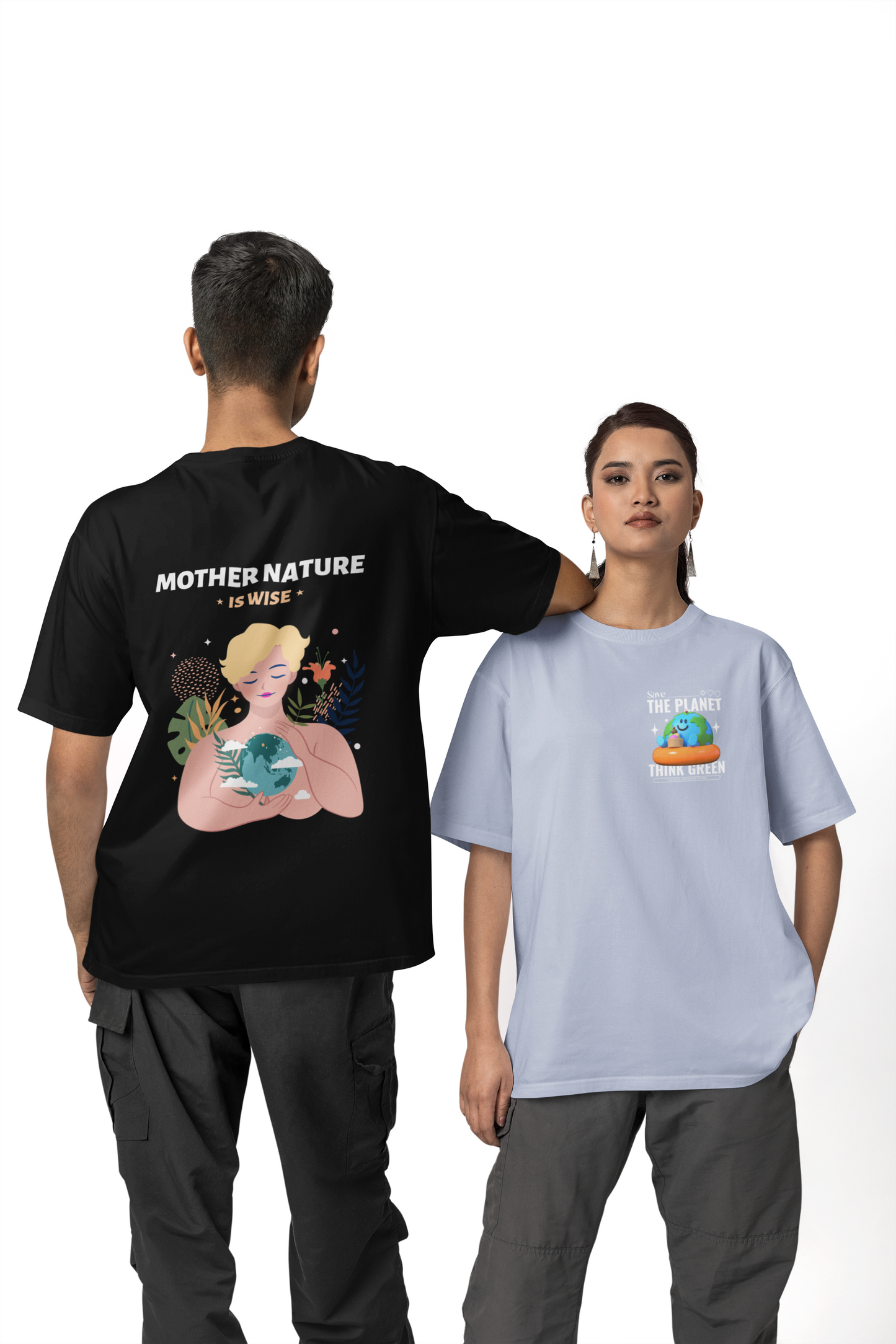 Mother Earth is Wise Dual Side Printed Oversized Tee  | Evrbay |Unisex